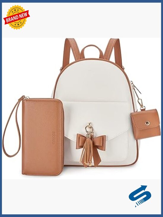 Water Resistant PU Leather Backpack Purse with Tassel - Fashionable Daypack for main image 6